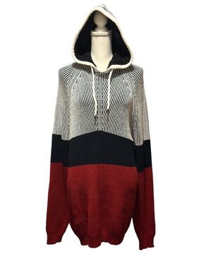 X RAY Jeans color block ribbed knit hooded sweater Mens 3XL NWOT | f